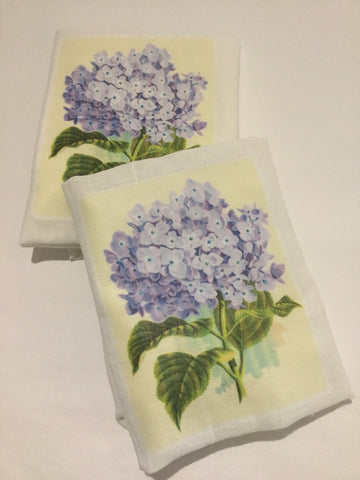 Flour Sack Tea Towel - Set of 2 -  Blue Hydrangea