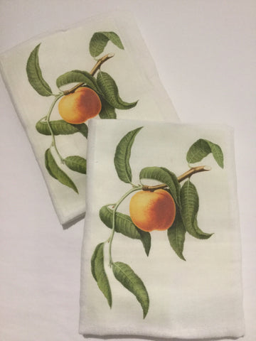 Flour Sack Tea Towel - Set of 2 -   Peach Vine Flour Sack Tea Towel - Set of 2 -   Peach Vine