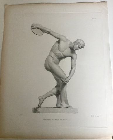 Male Statue 1800s Engraving   Disc Thrower Male Statue 1800s Engraving   Disc Thrower