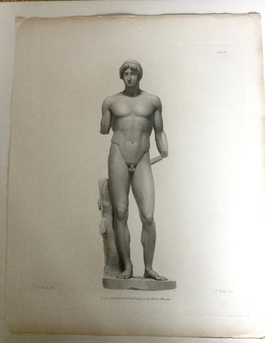 Male Statue 1800s Engraving  - Single Arm Male Statue 1800s Engraving  - Single Arm