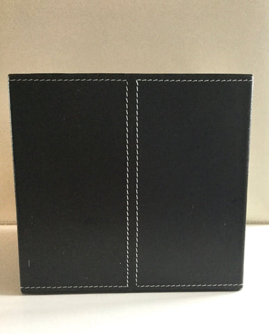 Square Leather Containers Large - Dark Brown with glass container Square Leather Containers Large - Dark Brown with glass container