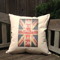 Keep Calm and Carry On - Union Jack design  18" Canvas Pillow