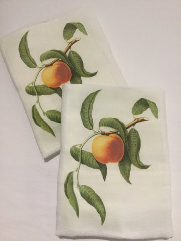 Flour Sack Tea Towel - Set of 2 -   Peach Vine