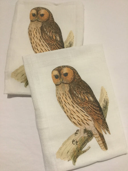 Flour Sack Tea Towel - Set of 2 -  Owl