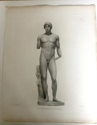 Male Statue 1800s Engraving  - Single Arm