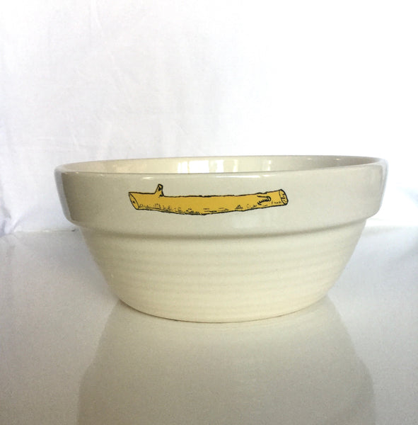 Ceramic Large Dog bowl with bone design - cream