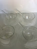 Set of 4 Hand blown and signed Glass tea cups and saucers