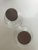 Set of 2 Clear Glass Containers - Brown Top