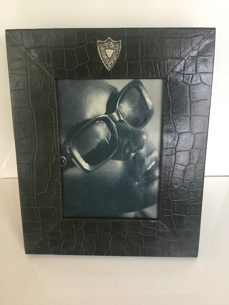 Vintage Black Leather Picture Frame - Large Horizontal