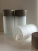 Frosted Glass Containers - Light Tan  Leather Top