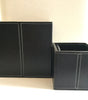 Square Leather Containers Large - Dark Brown with glass container