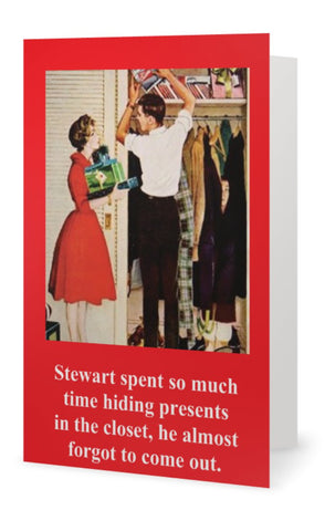 Steward spent so much time hiding presents -- Christmas